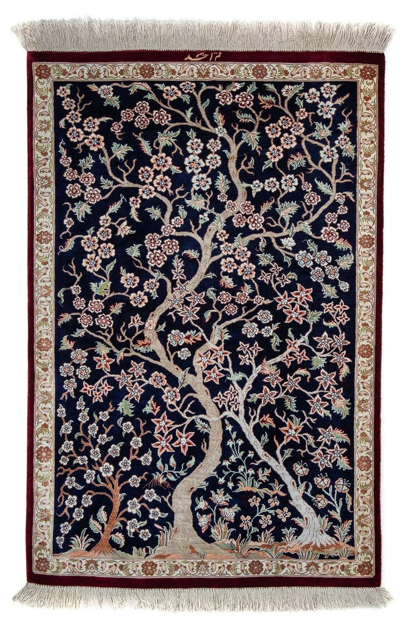 Tappeto Persero - Ghom - 87 x 59 cm - blu scuro