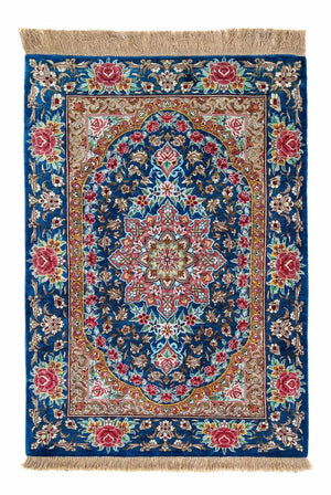 Tappeto Persero - Ghom - 80 x 55 cm - blu scuro