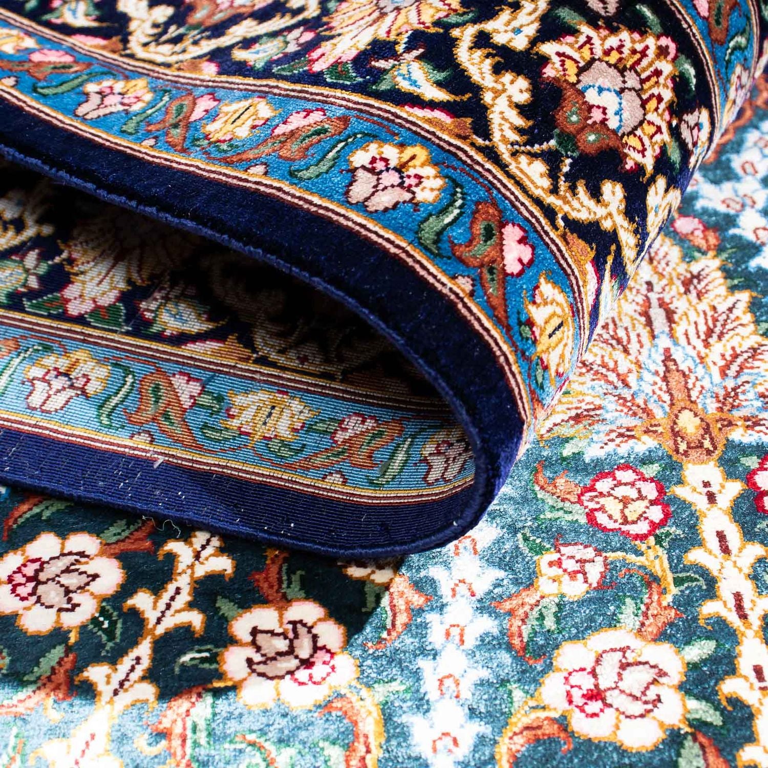 Tappeto Persero - Ghom - 121 x 81 cm - blu scuro