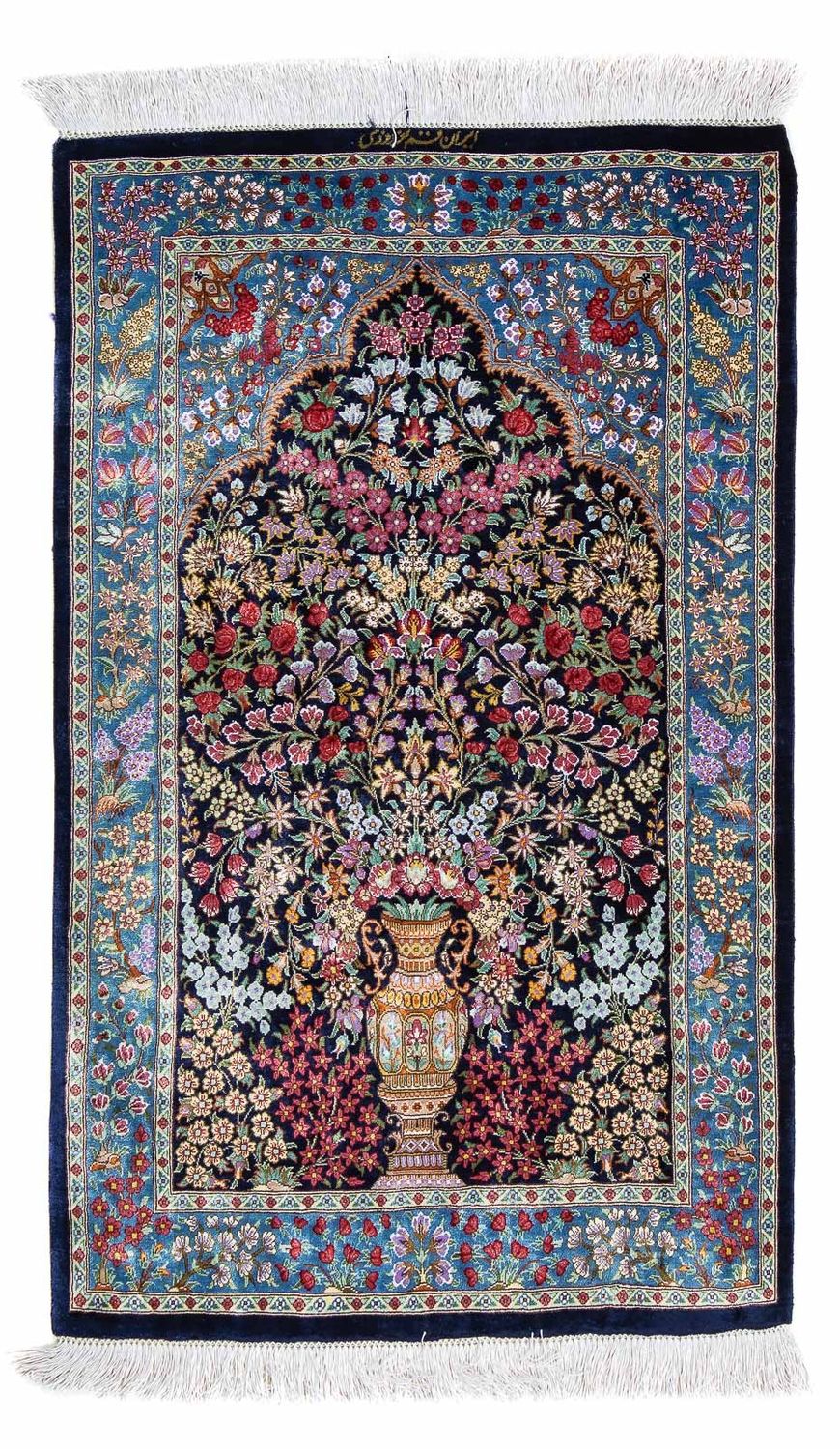 Tappeto Persero - Ghom - 96 x 57 cm - blu scuro