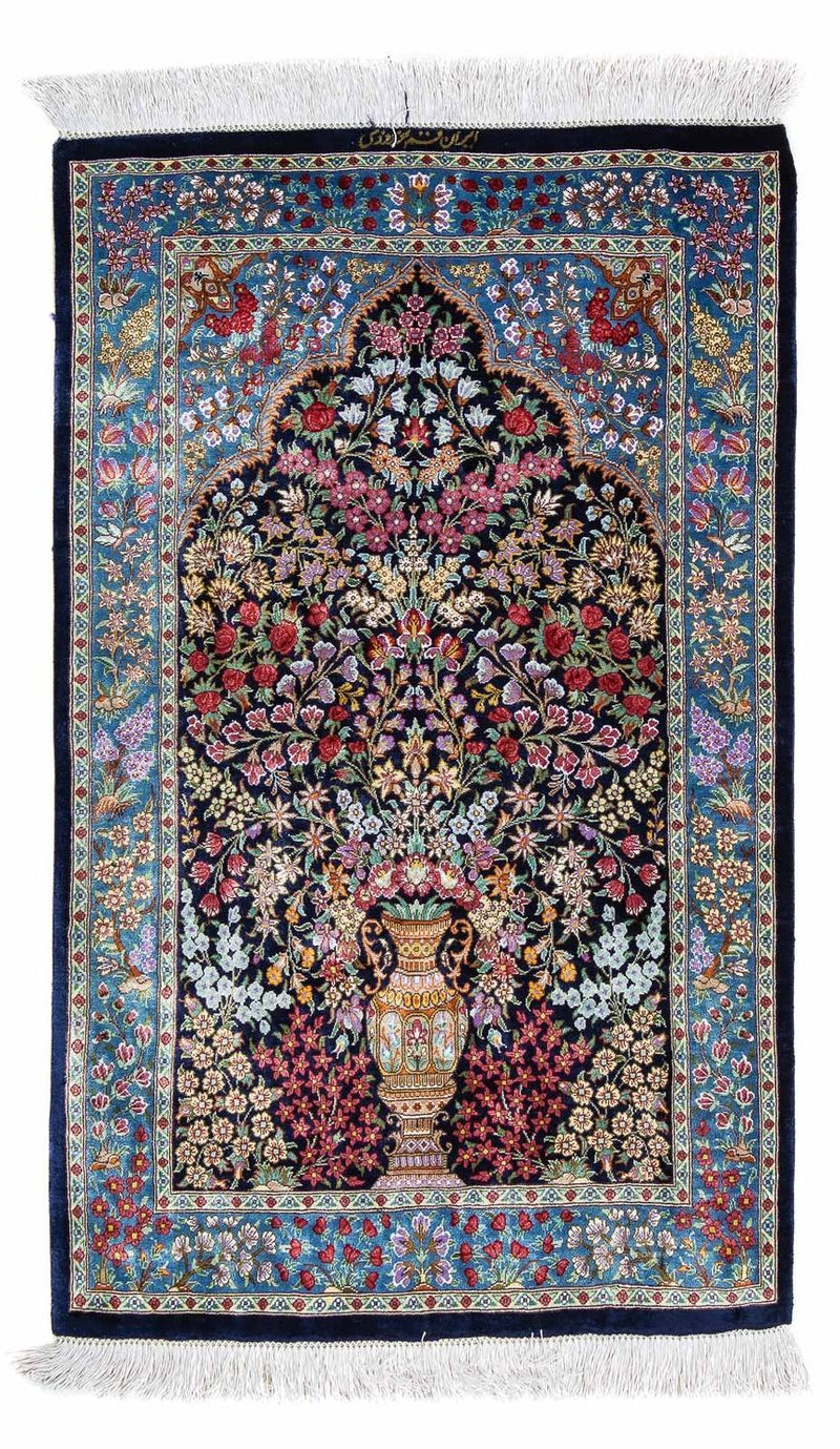 Tappeto Persero - Ghom - 96 x 57 cm - blu scuro