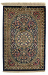Qom Tappeto 61x91cm - Tappeto persiano - Rettangolo / Blu scuro / 61 x 91 cm Rettangolo