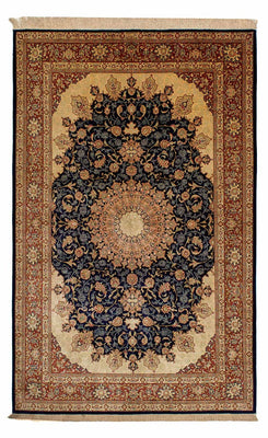 Tappeto di seta - Ghom seta - Premio - 216 x 132 cm - blu scuro