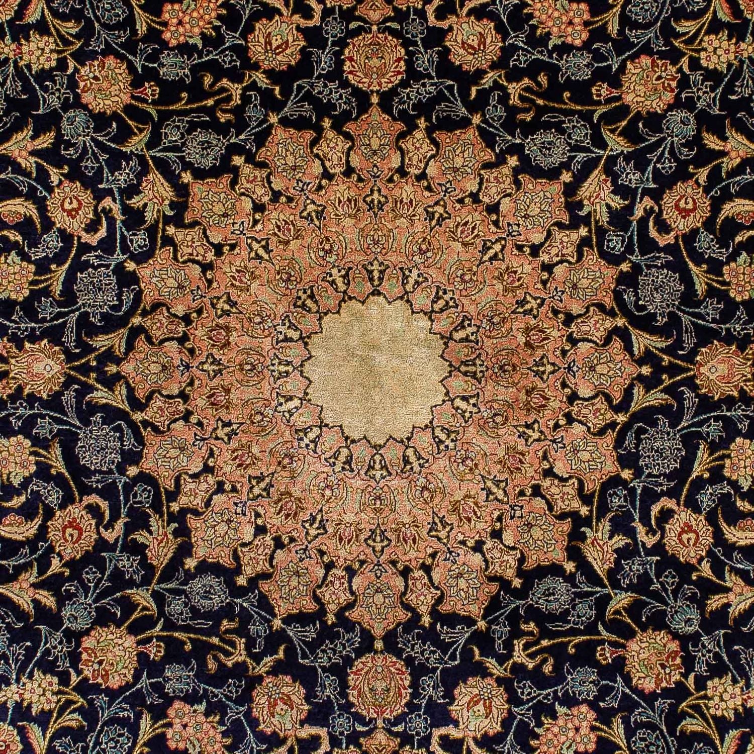 Tappeto di seta - Ghom seta - Premio - 216 x 132 cm - blu scuro