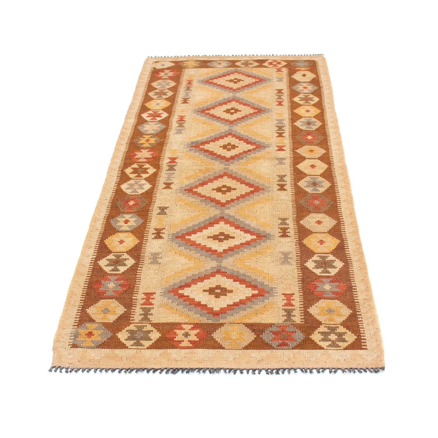 Tappeto corsia Tappeto Kelim - Orientale - 200 x 79 cm - marrone chiaro