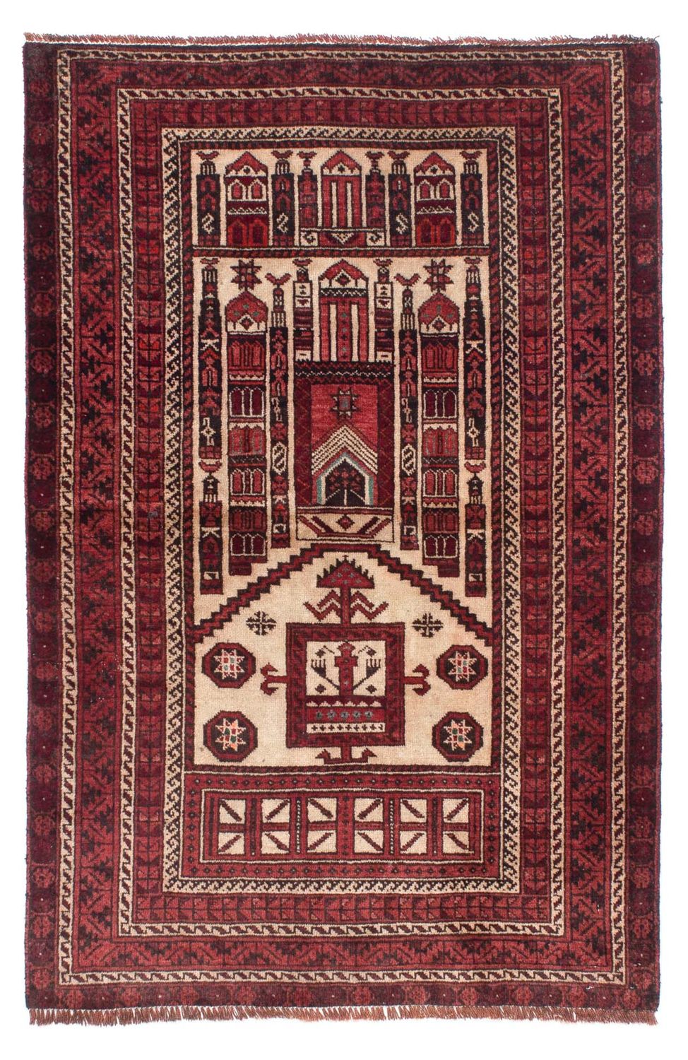 Tappeto Belutsch - 138 x 89 cm - rosso scuro