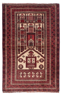 Tappeto Belutsch - 138 x 89 cm - rosso scuro