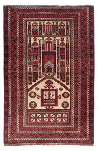 Tappeto Belutsch - 138 x 89 cm - rosso scuro