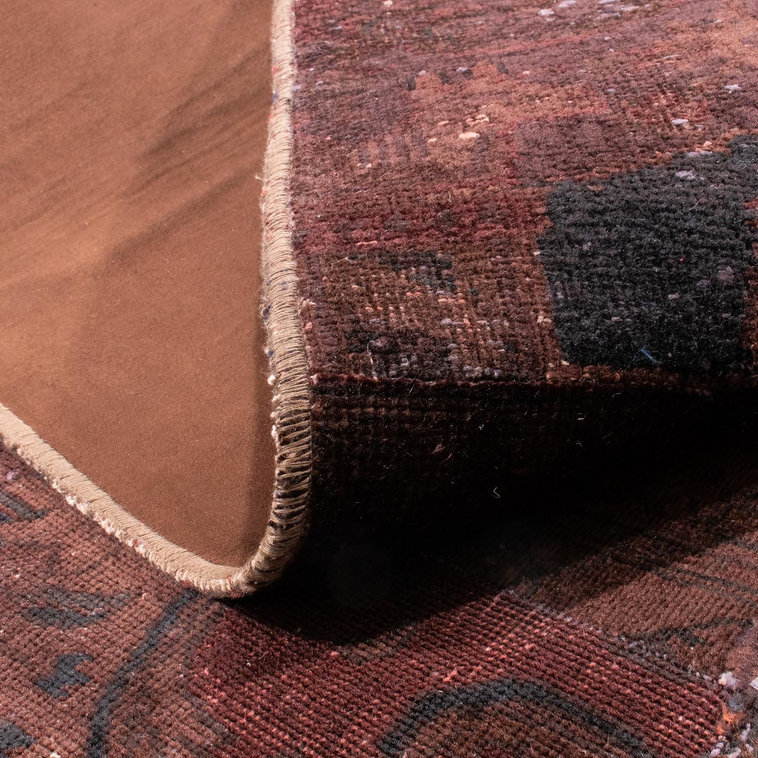 Tappeto Patchwork - 233 x 195 cm - marrone scuro
