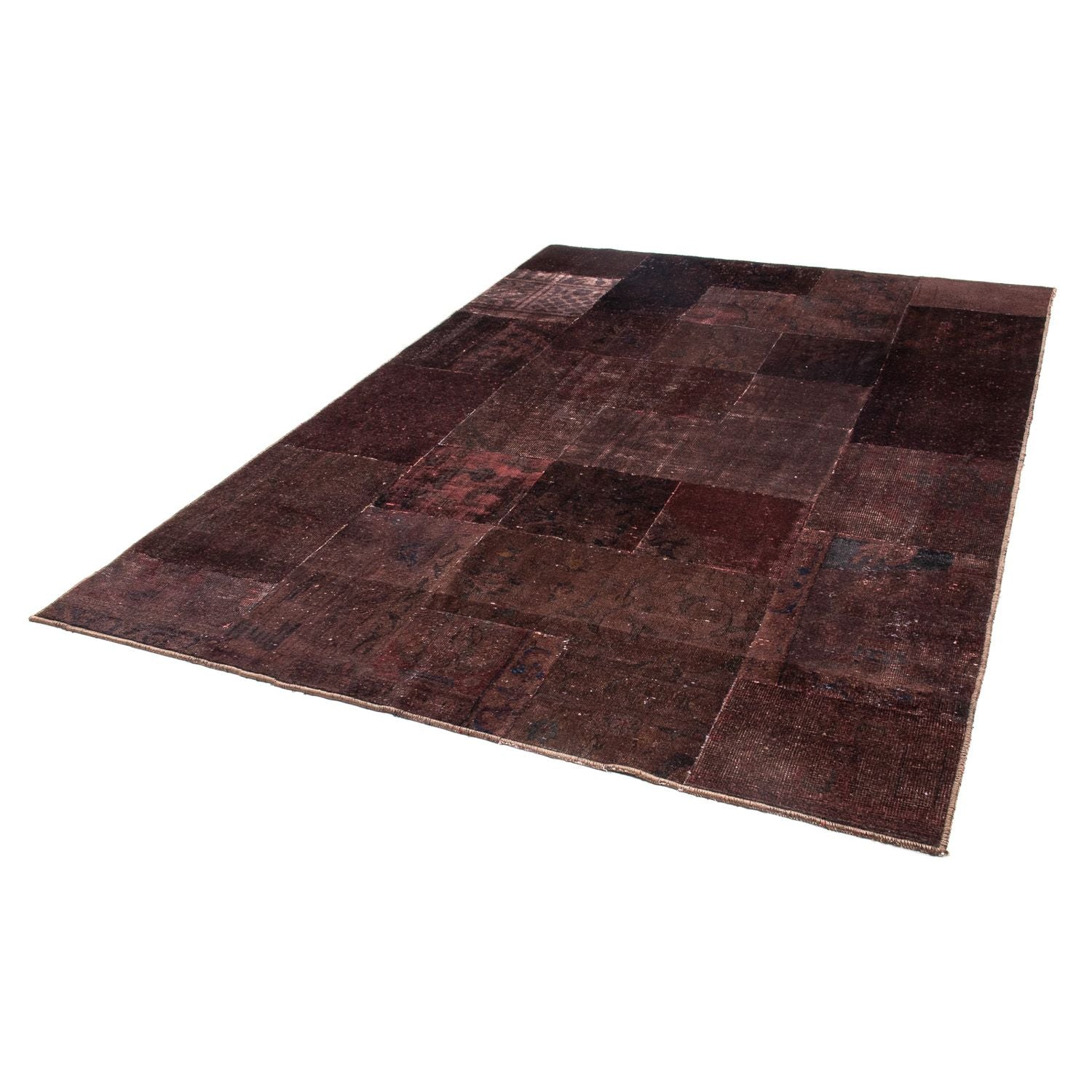 Tappeto Patchwork - 233 x 195 cm - marrone scuro