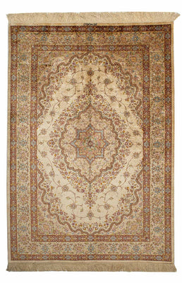 Tappeto di seta - Ghom seta - Premio - 188 x 130 cm - beige