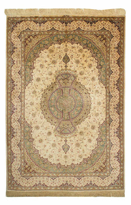 Tappeto di seta - Ghom seta - Premio - 197 x 131 cm - beige