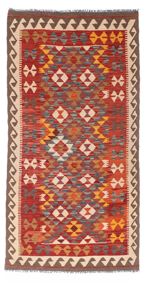 Tappeto corsia Tappeto Kelim - Orientale - 195 x 98 cm - rosso