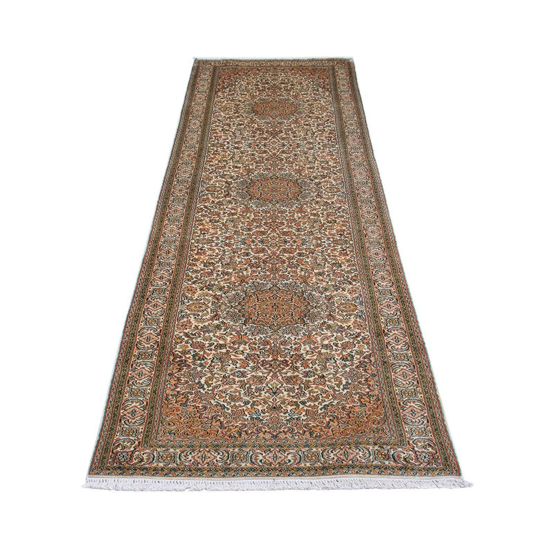 Tappeto corsia Tappeto di seta - Seta del Kashmir - 316 x 81 cm - beige