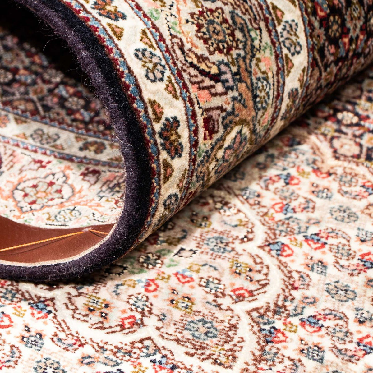 Tappeto corsia Tappeto Persero - Tabriz - 302 x 82 cm - blu scuro