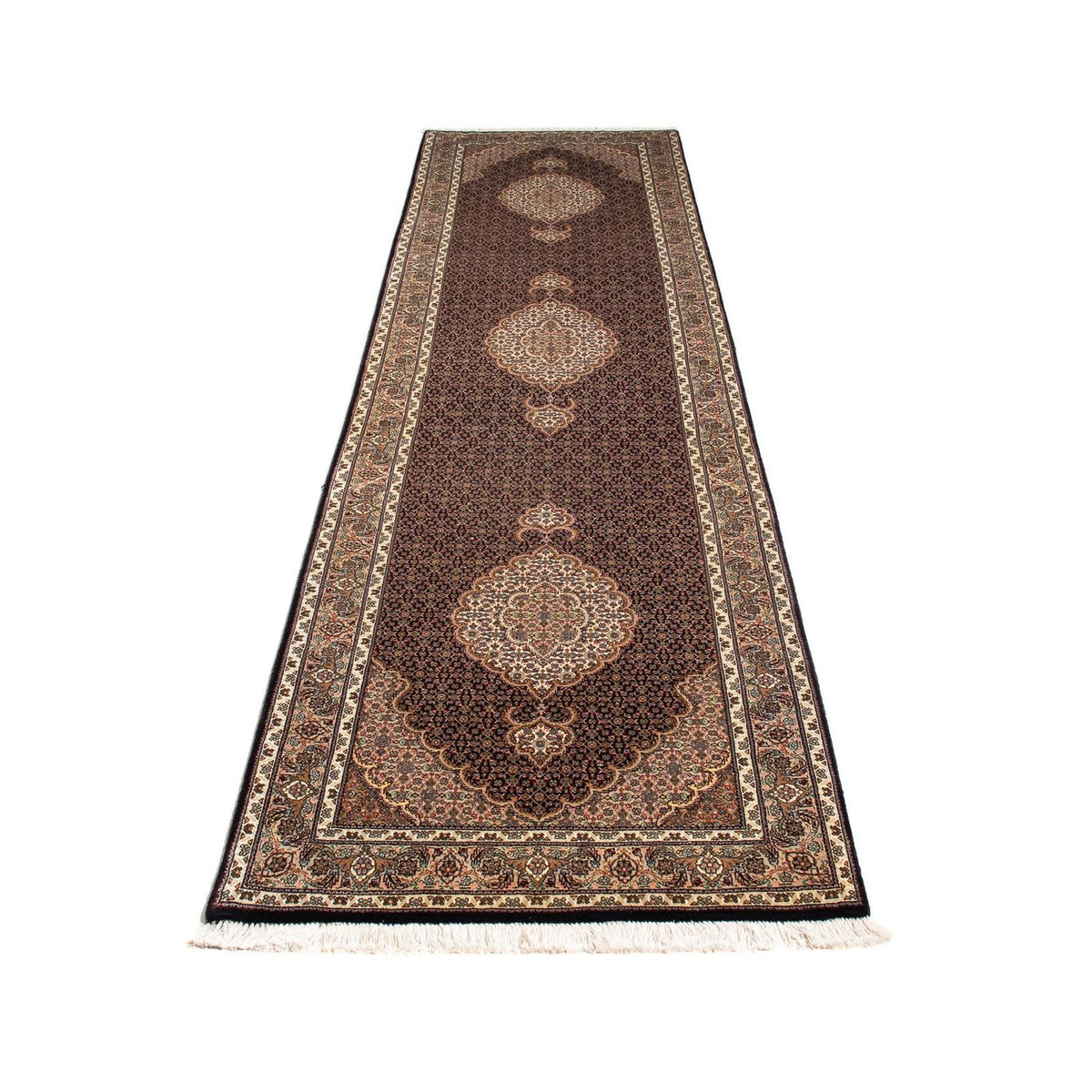 Tappeto corsia Tappeto Persero - Tabriz - 302 x 82 cm - blu scuro