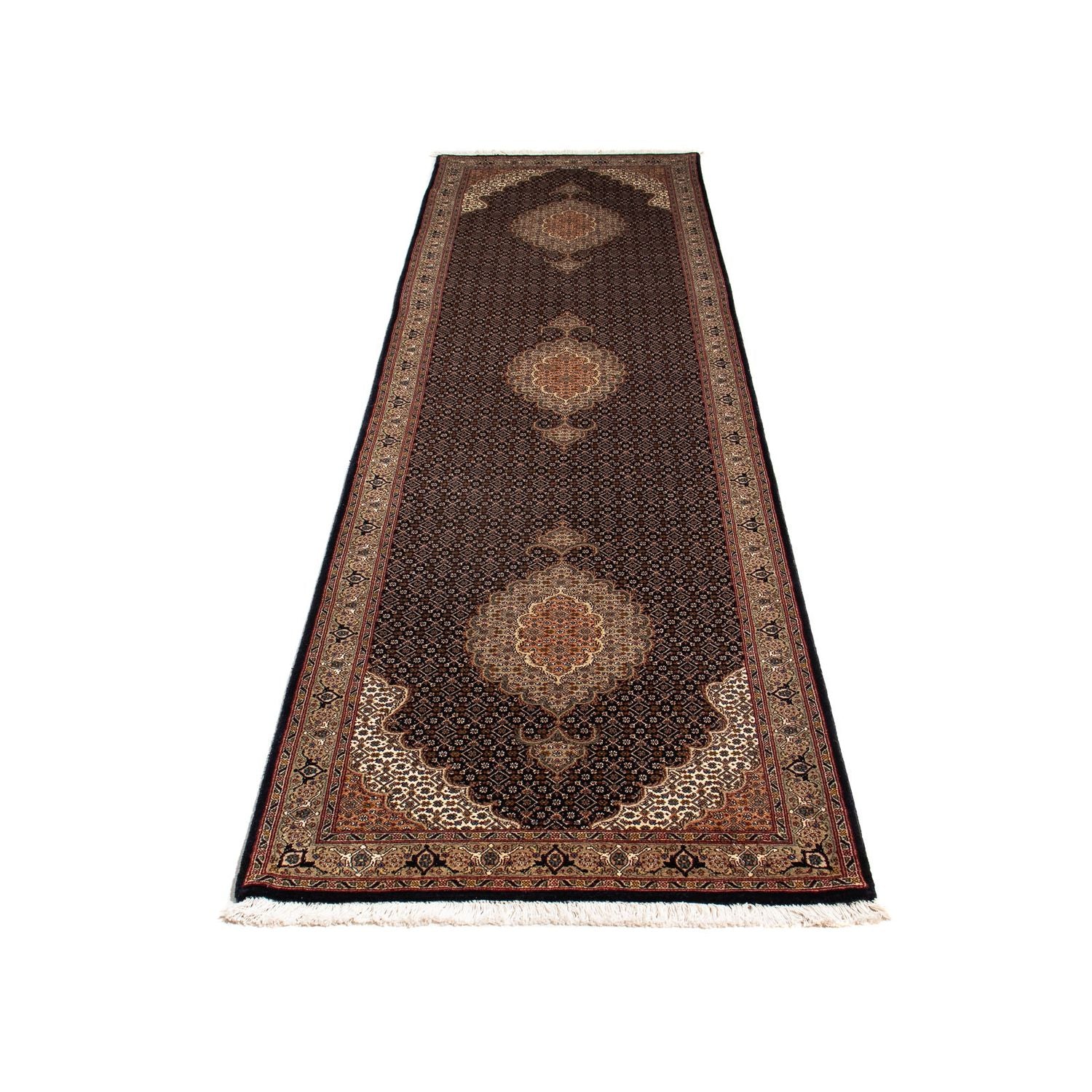 Tappeto corsia Tappeto Persero - Tabriz - 295 x 77 cm - blu scuro