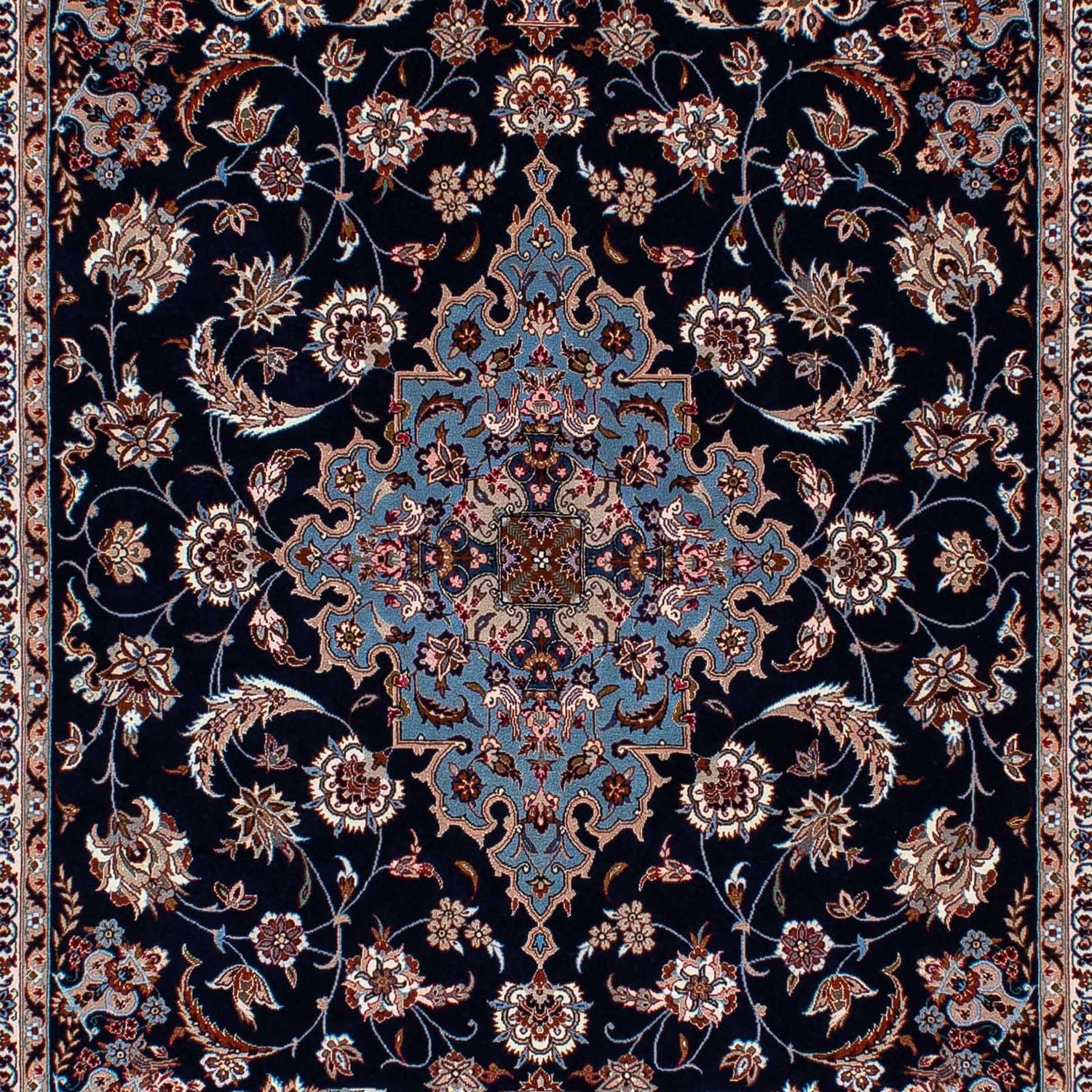 Tappeto Persero - Isfahan - Premio - 218 x 145 cm - blu scuro