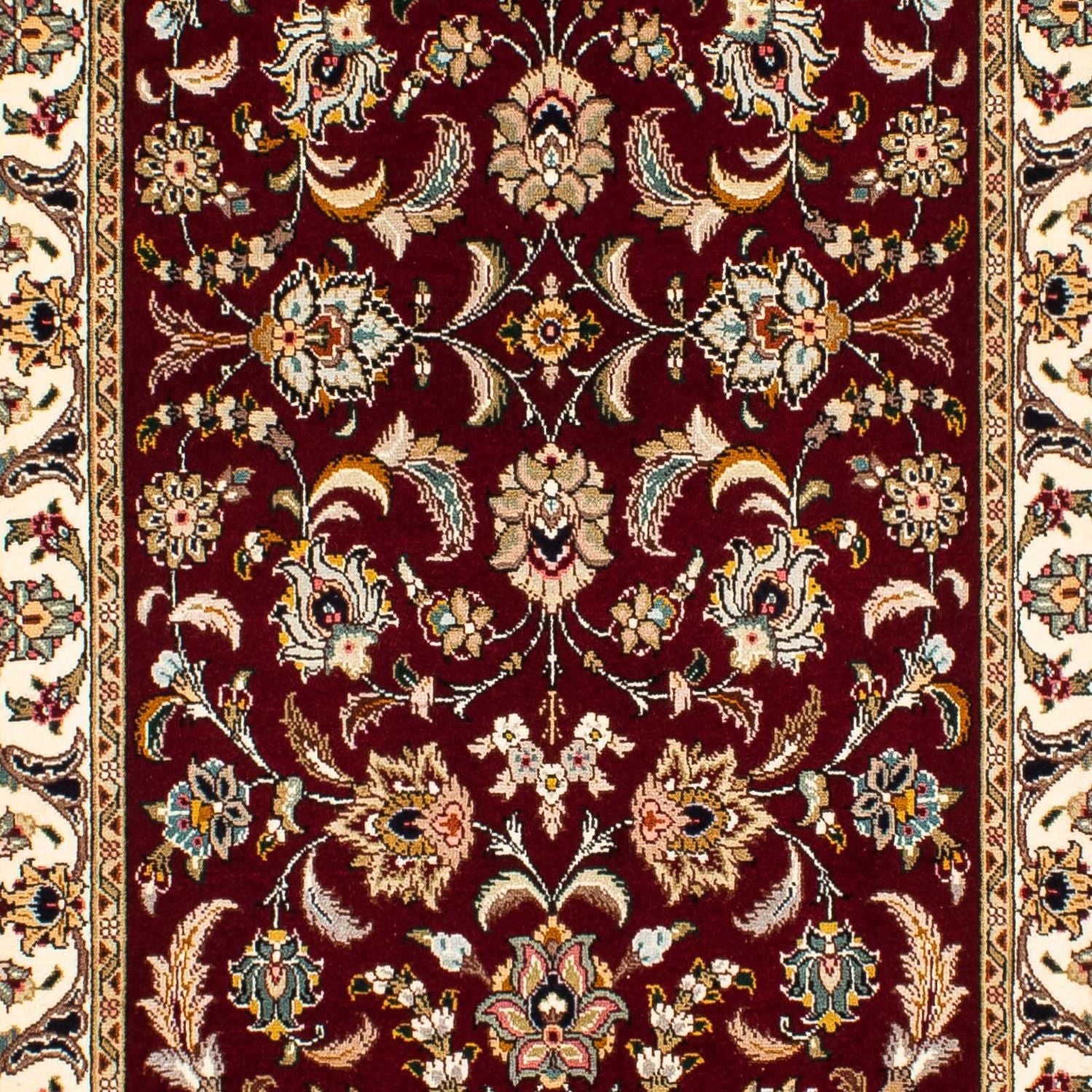 Tappeto corsia Tappeto Persero - Tabriz - Reale - 317 x 88 cm - rosso scuro