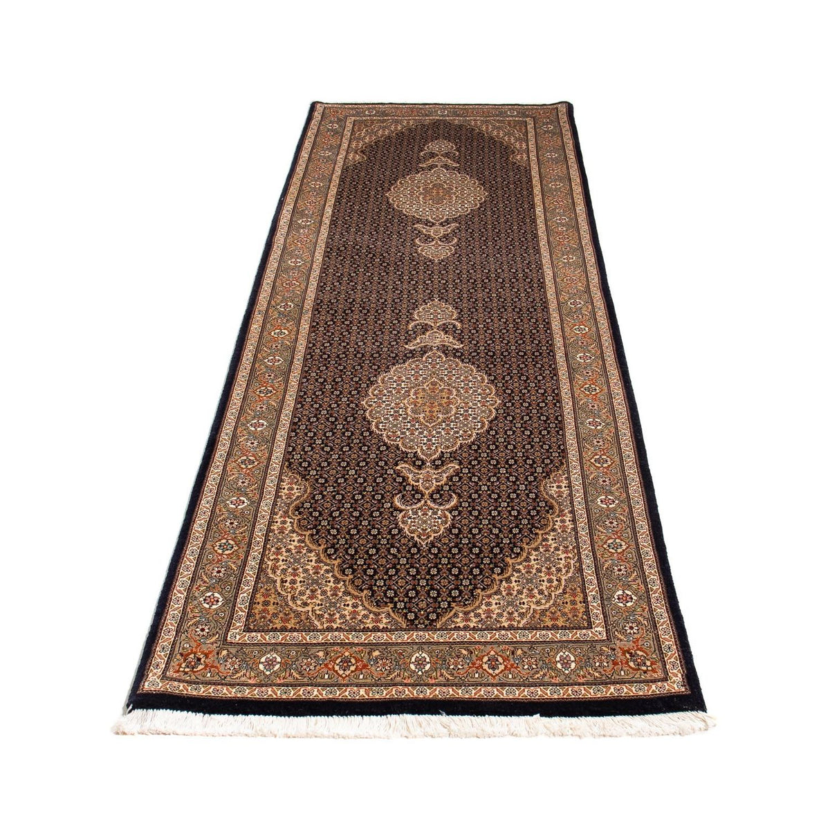 Tappeto corsia Tappeto Persero - Tabriz - 248 x 81 cm - blu scuro