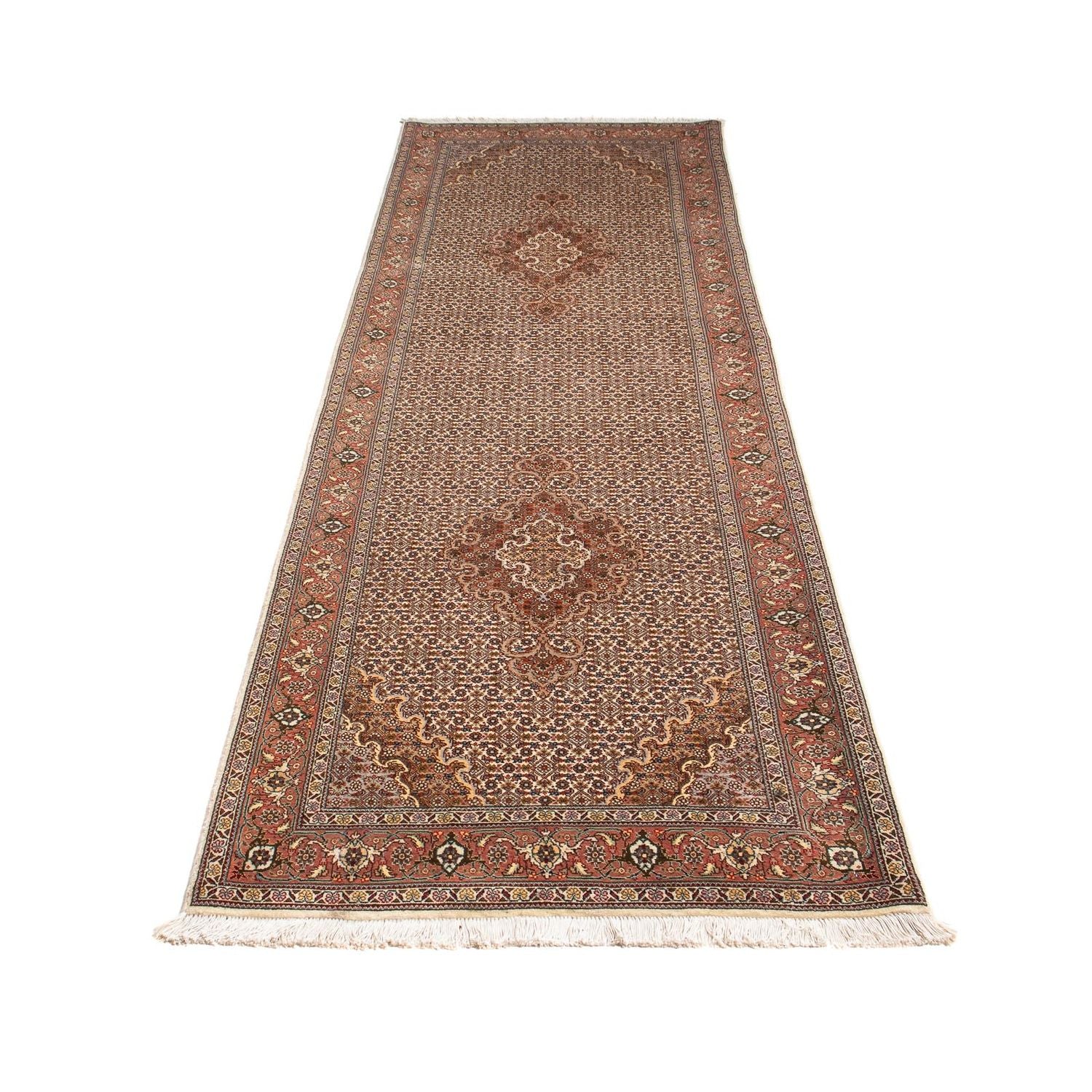 Tappeto corsia Tappeto Persero - Tabriz - 302 x 85 cm - marrone chiaro