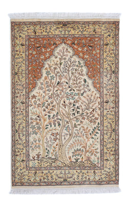 Tappeto di seta - Seta del Kashmir - 124 x 76 cm - beige