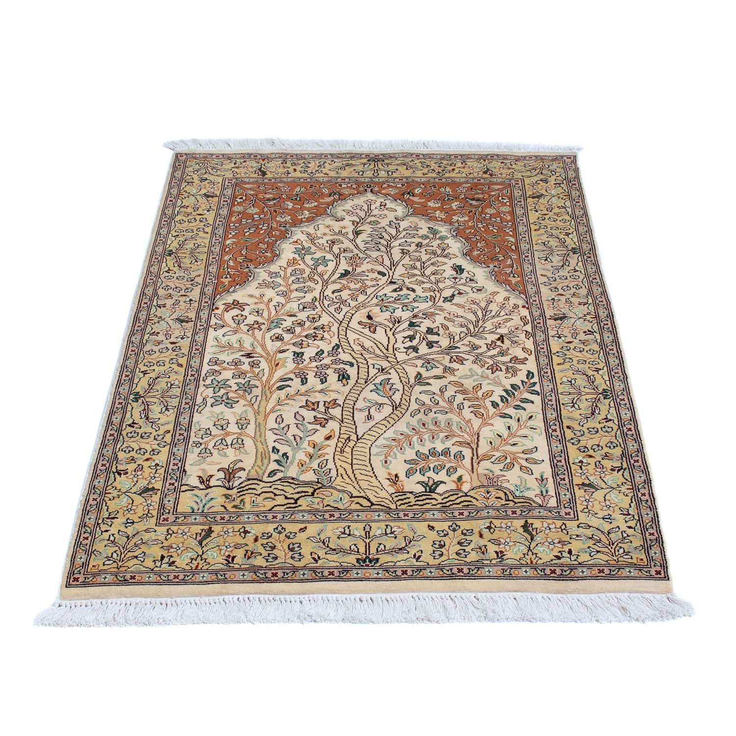 Tappeto di seta - Seta del Kashmir - 124 x 76 cm - beige