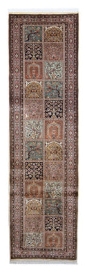 Tappeto corsia Tappeto di seta - Seta del Kashmir - 302 x 74 cm - multicolore