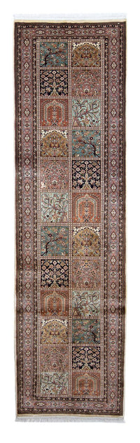 Tappeto corsia Tappeto di seta - Seta del Kashmir - 302 x 74 cm - multicolore