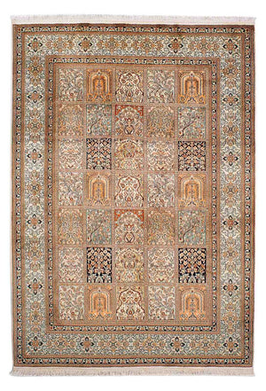 Tappeto di seta - Seta del Kashmir - 221 x 158 cm - multicolore