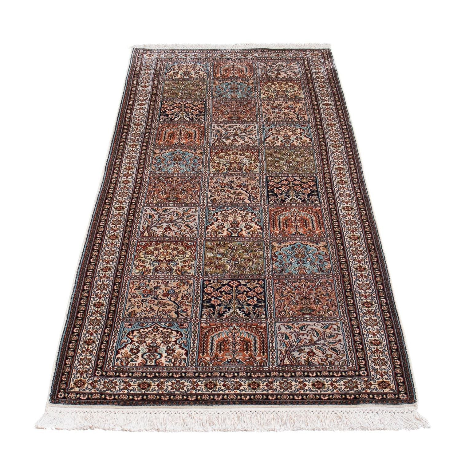 Tappeto corsia Tappeto di seta - Seta del Kashmir - 227 x 79 cm - multicolore