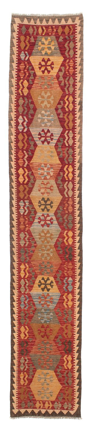 Tappeto corsia Tappeto Kelim - Splash - 389 x 76 cm - rosso