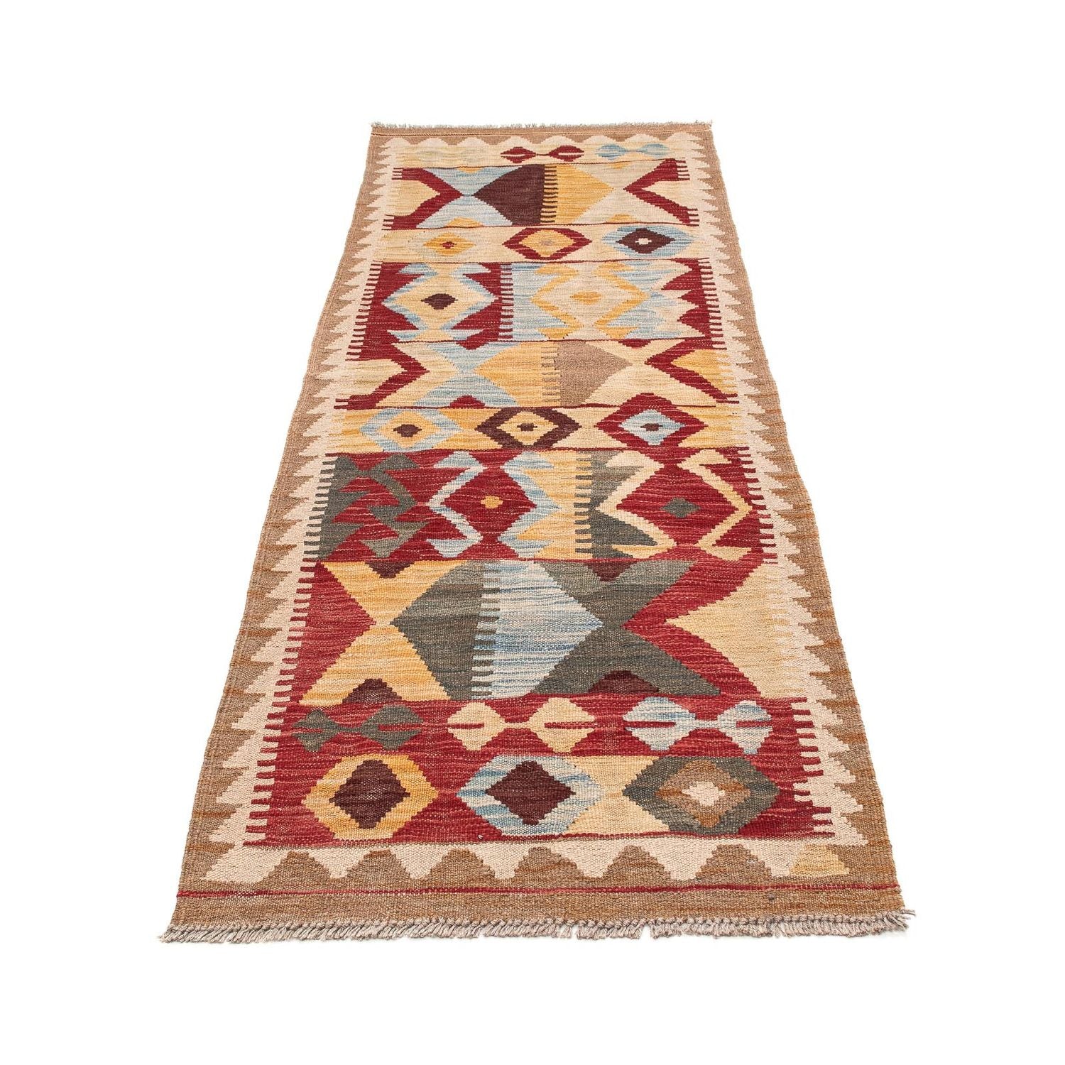 Tappeto corsia Tappeto Kelim - Splash - 203 x 68 cm - marrone chiaro
