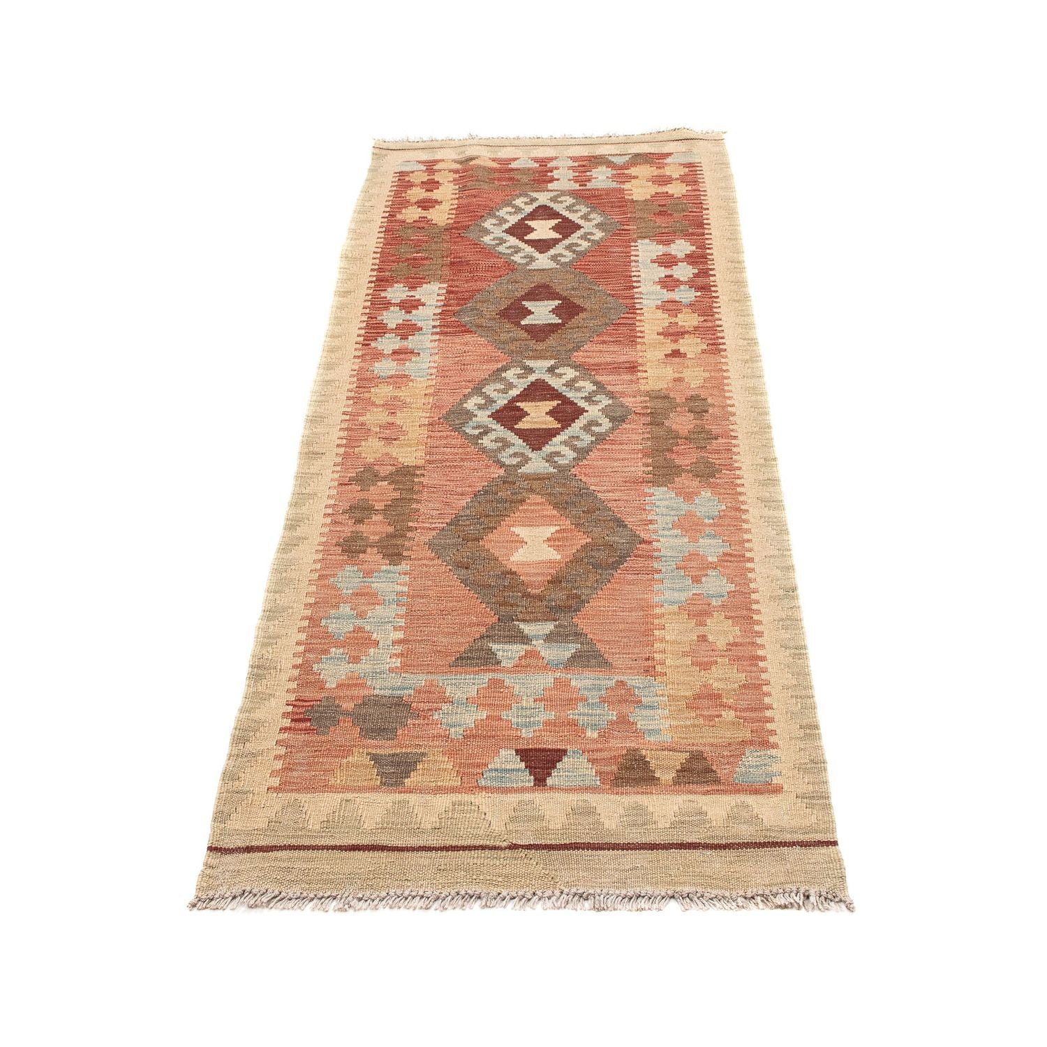 Tappeto corsia Tappeto Kelim - Splash - 202 x 67 cm - rosso chiaro