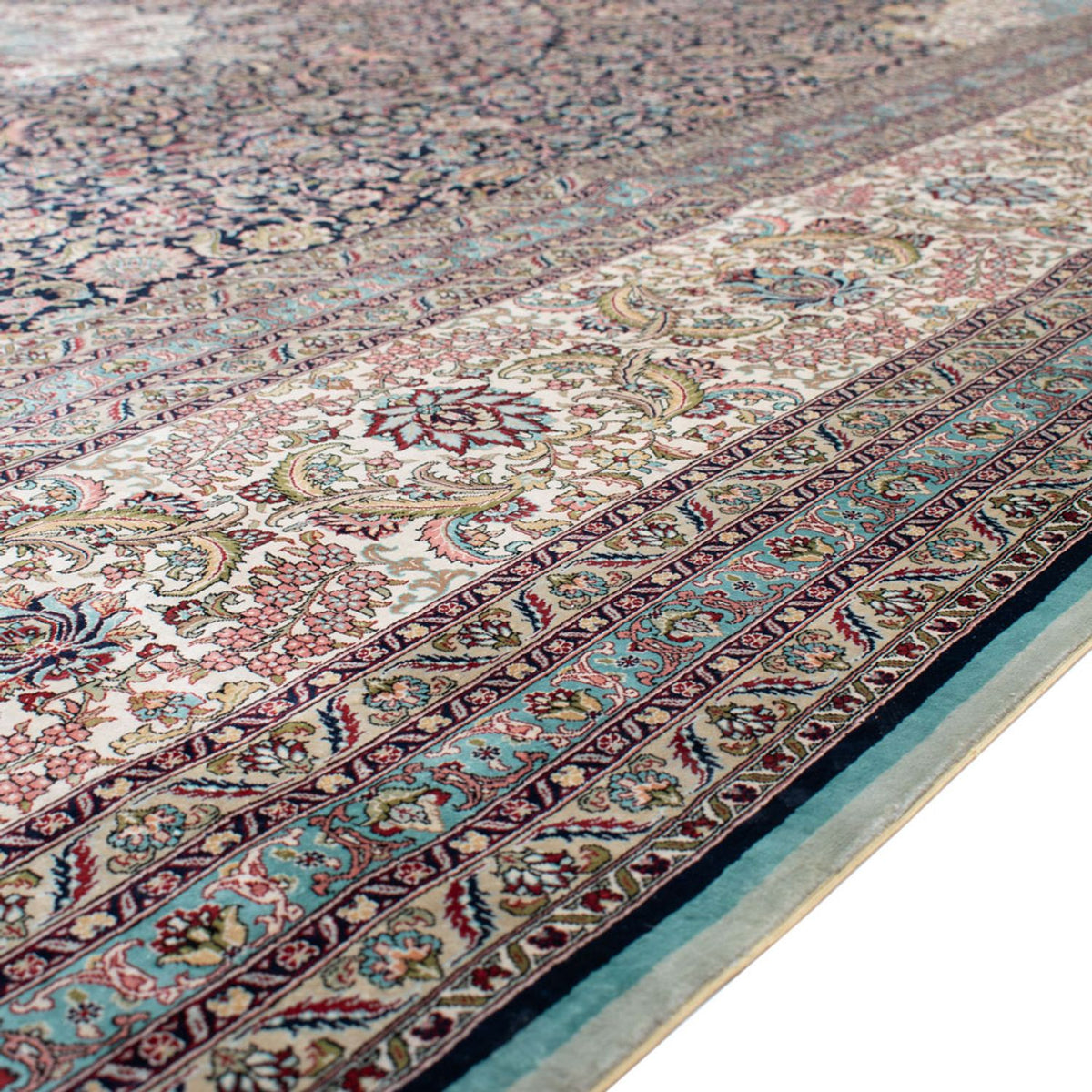 Tappeto di seta - seta cinese - Reale - 552 x 370 cm - blu scuro