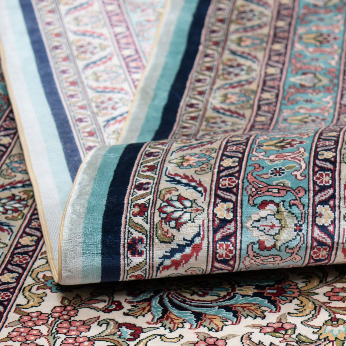 Tappeto di seta - seta cinese - Reale - 552 x 370 cm - blu scuro