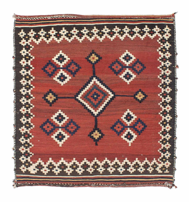 Tappeto Kelim - Orientale quadrato  - 144 x 132 cm - rosso scuro