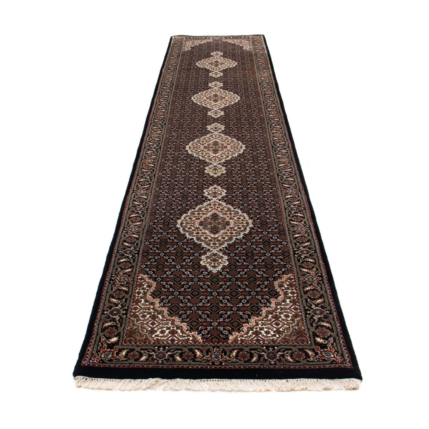 Tappeto corsia Tappeto Persero - Tabriz - 393 x 83 cm - blu scuro