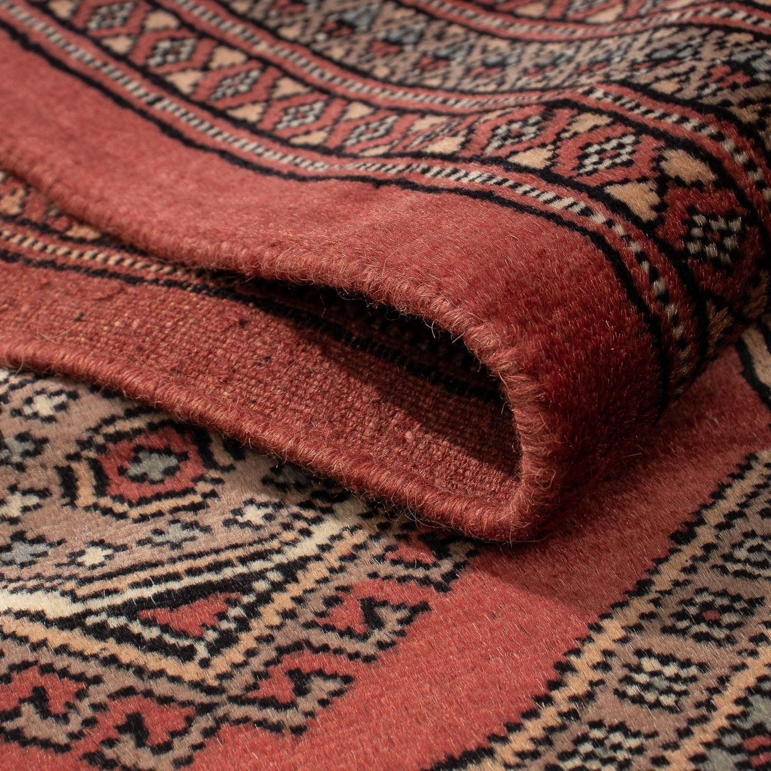 Tappeto corsia Tappeto afgano - Bukhara - 396 x 64 cm - rosso scuro