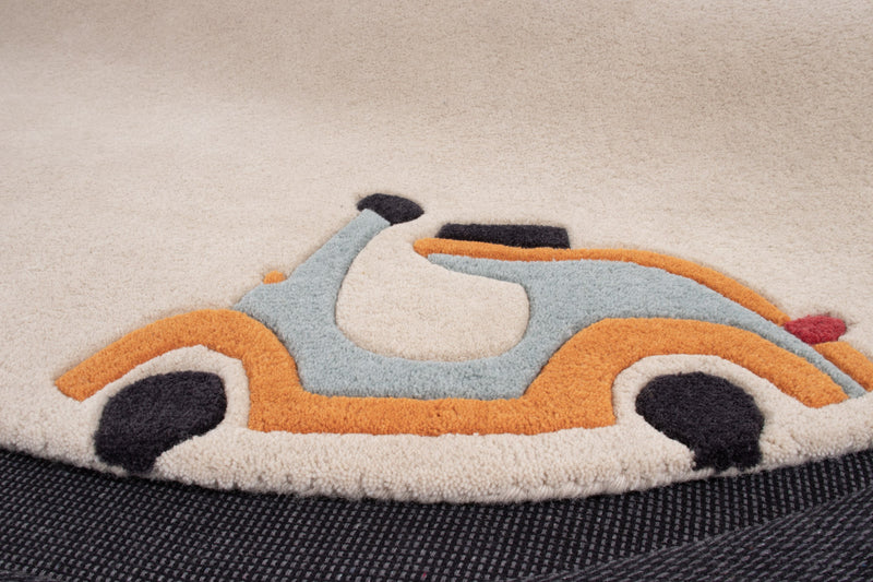 Kinderteppich Autos rund