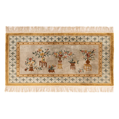 Tappeto di seta - seta cinese - 154 x 93 cm - beige scuro